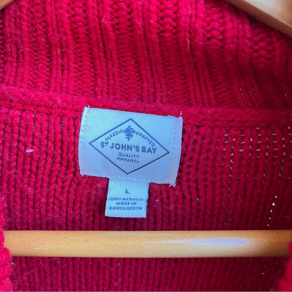 St. John's Bay Red Cable Knit Cardigan - Picture 2 of 3